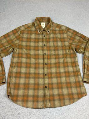 The Territory Ahead Shirt Mens Large Brown Plaid 100% Cotton Long Sleeve Casual